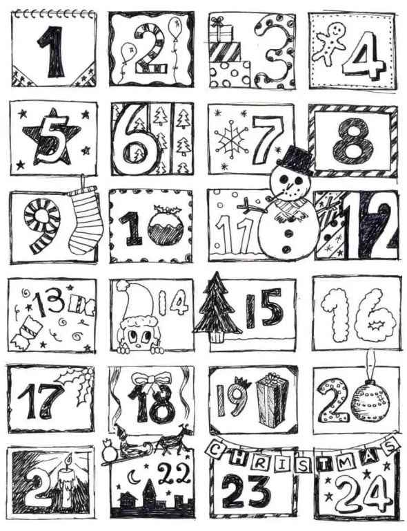 countdown to Christmas coloring pages