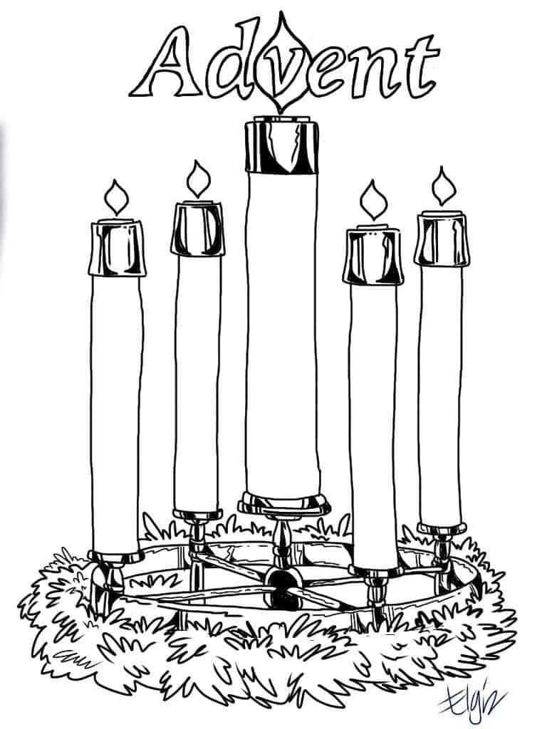 Advent Candles Coloring Page