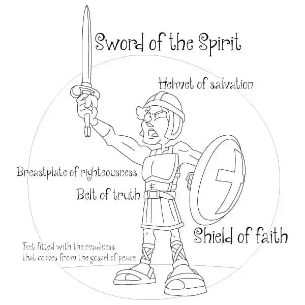 Coloring Page Armor of God Solider