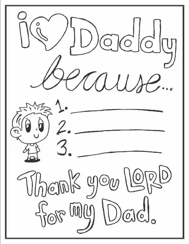 I love daddy because (boy - son version) activity coloring page