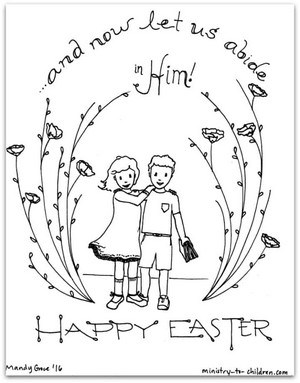 PDF Happy Easter Coloring Page - Let us abide in Christ
