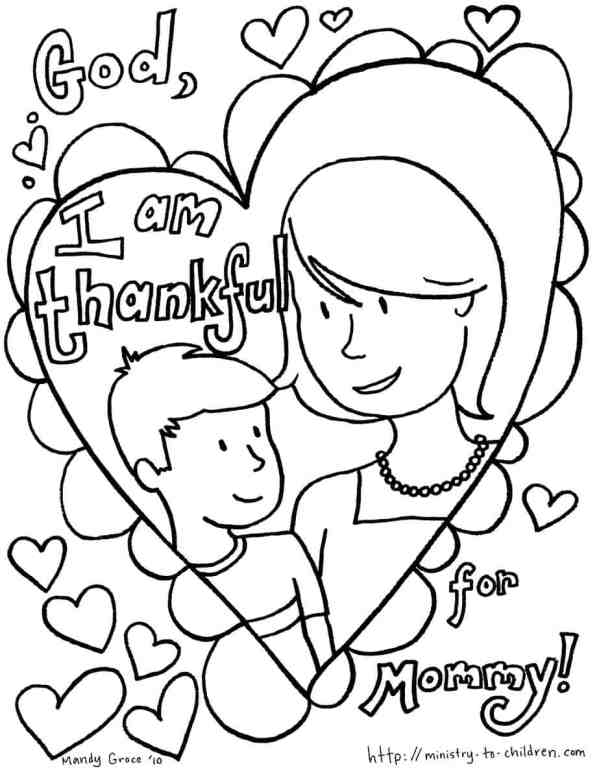 Mother and Son - Mother's Day Coloring Page