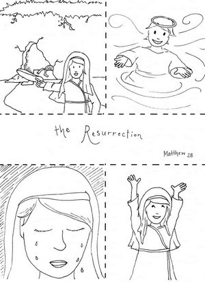 Story of Easter Coloring Page - Mary finds the empty tomb