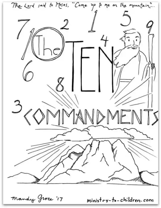 The Ten Commandments Coloring Page - free printable PDF for Kids
